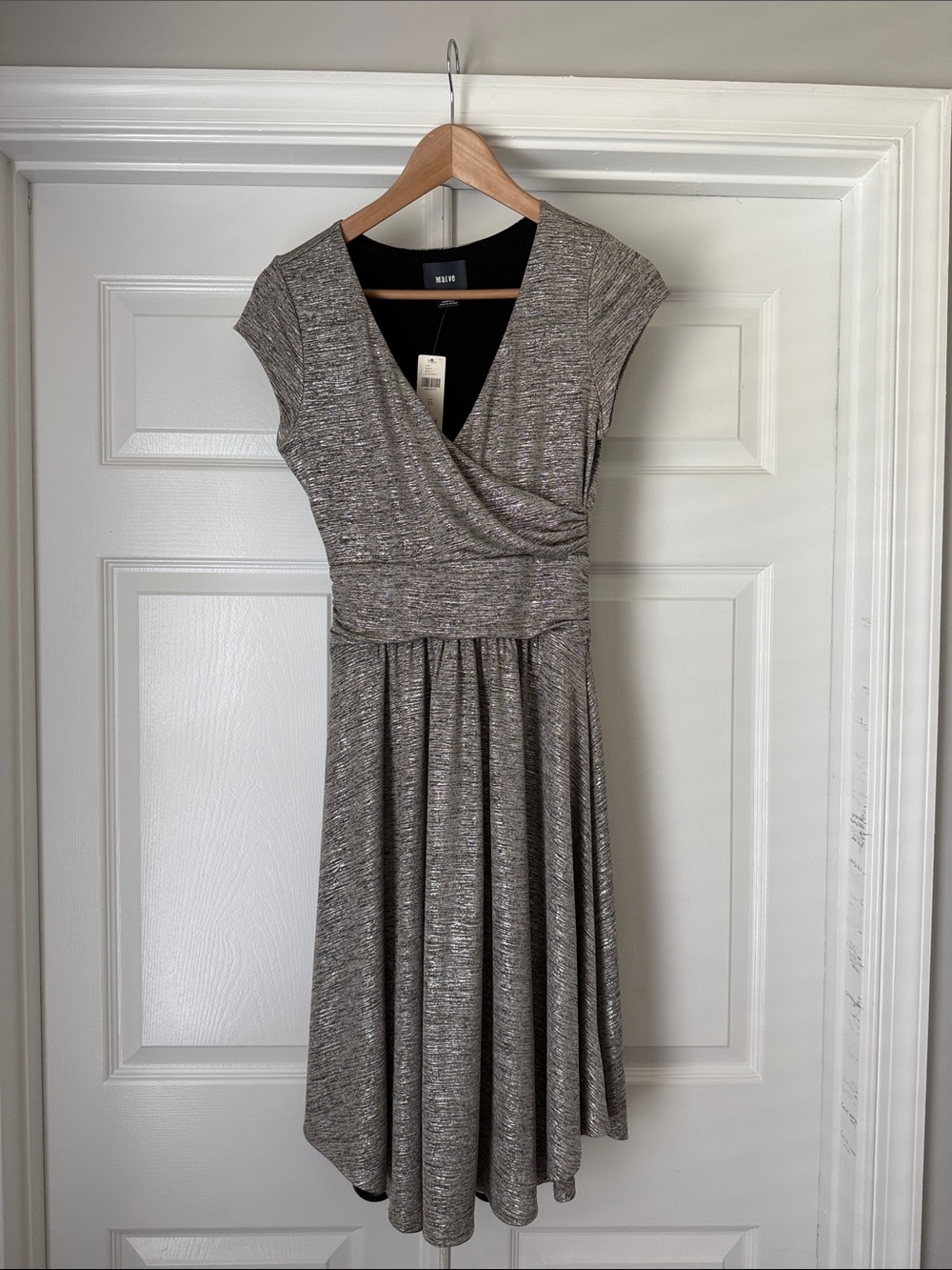 Maeve Heathered Gray Wrap Midi Dress XS
